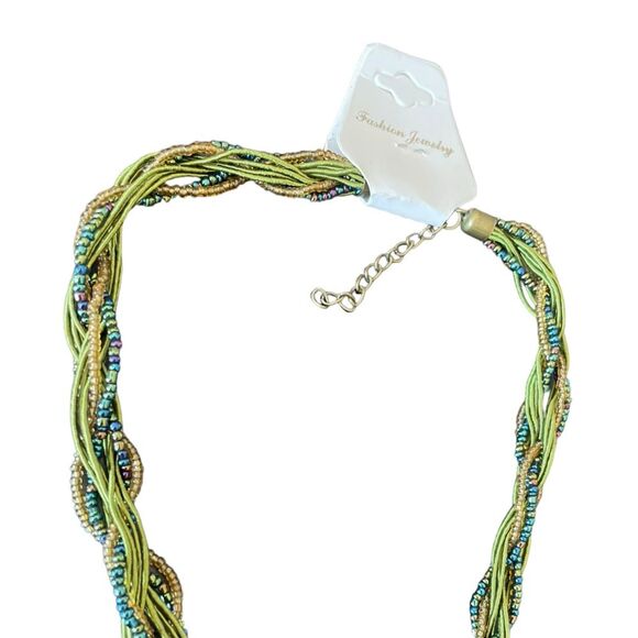 Peacock Faux Crystal Beaded Necklace Statement Fashion Jewelry NWT - Picture 6 of 8